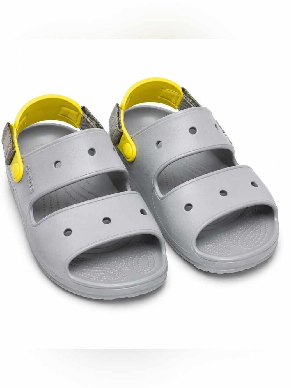Crocs All Terrain Sandals Gray Yellow Unisex W9 M7 Outdoor Comfort